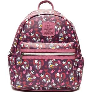 Loungefly The Nightmare Before Christmas Jack and Sally Hearts Mini Backpack
